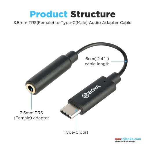 BOYA BY-K4 3.5MM TRS (F) TO TYPE-C (M) AUDIO ADAPTER